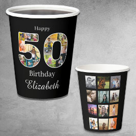 Vasos De Papel 50.º Cumpleaños Crea tu propia foto múltiple