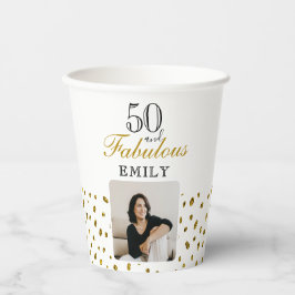Vasos De Papel 50 and Fabulous Gold Glitter Photo 50th Birthday