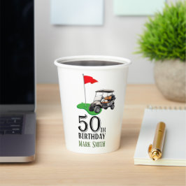 Vasos De Papel 50 Aniversario del Golf con bandera de Golf