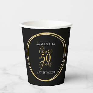Vasos De Papel 50 años de vigilia a 50 años de Fiesta de oro negr