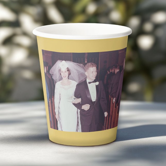 Vasos De Papel 50 años juntos - oro del Boda del Aniversario de l (Custom Paper Cups for a Wedding or Anniversary Celebration)