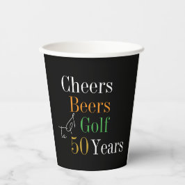 Vasos De Papel 50 Años y Cervezas Golf Negro y Oro