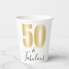 Vasos De Papel 50 y fabuloso en oro y negro