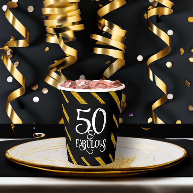Vasos De Papel 50 y Fabulous black y gold striped (Subido por el creador)