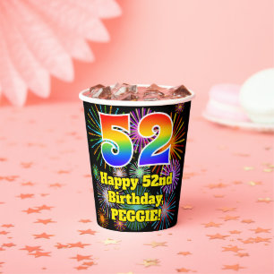 Vasos De Papel 52º cumpleaños: Patrón de fuegos artificiales dive
