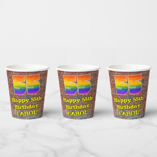 Vasos De Papel 55º cumpleaños: Arcoiris inspirado en graffiti div