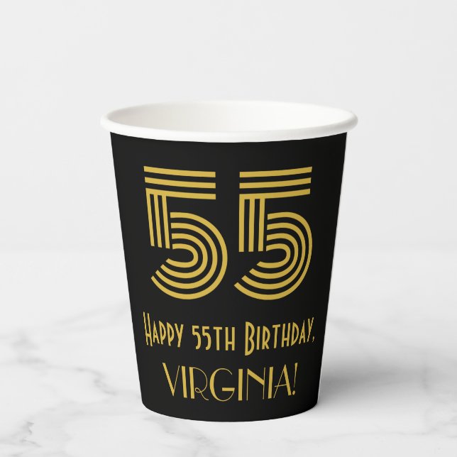 Vasos De Papel 55º cumpleaños: Aspecto inspirado en el Art Deco " (Reverso )