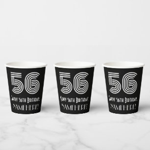 Vasos De Papel 56º cumpleaños — Aspecto inspirado en el Art Deco