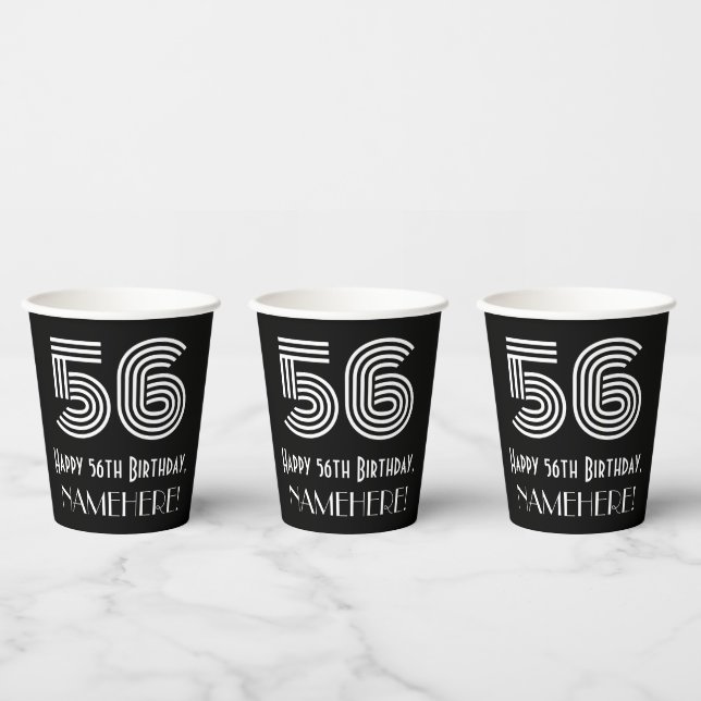Vasos De Papel 56º cumpleaños — Aspecto inspirado en el Art Deco  (Multi)