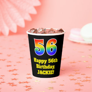 Vasos De Papel 56º cumpleaños: colorido, divertido, emocionante,