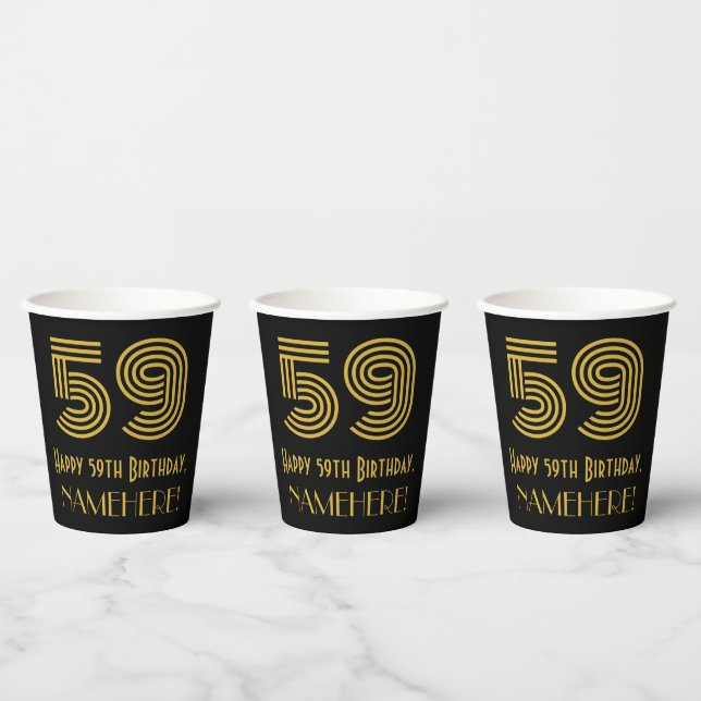 Vasos De Papel 59° cumpleaños: Aspecto inspirado en el Art Deco " (Multi)
