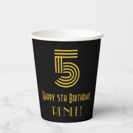 Vasos De Papel 5.º Cumpleaños: Aspecto inspirado en el Art Decó "