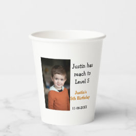 Vasos De Papel 5.º juego de cumpleaños sobre el nombre de la foto