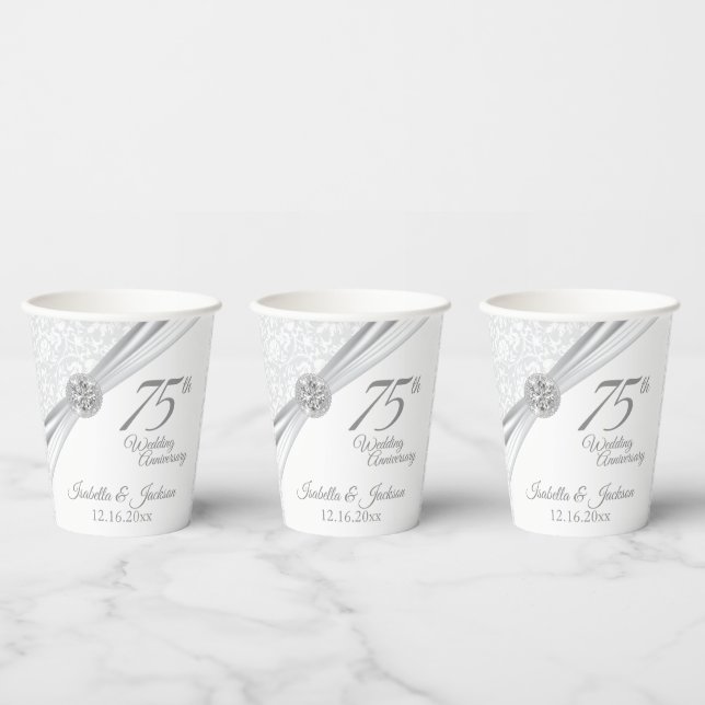 Vasos De Papel 60º / 75º Aniversario de Bodas de Diamante (Multi)