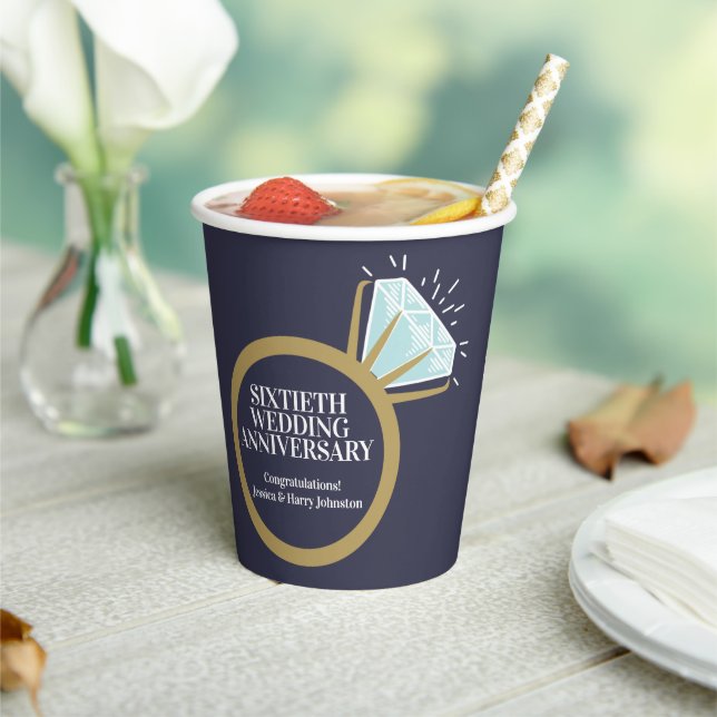 Vasos De Papel 60.º aniversario del boda del anillo de diamantes  (in situ)