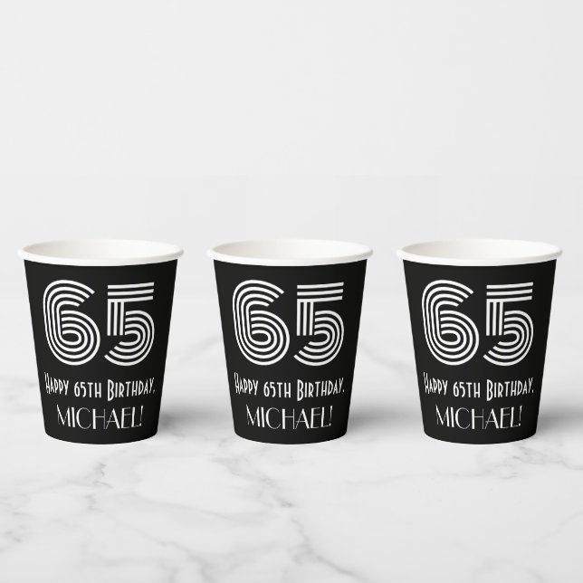 Vasos De Papel 65º cumpleaños — Aspecto inspirado en el Art Deco  (Multi)