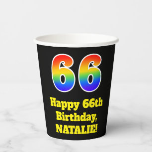 Vasos De Papel 66º cumpleaños: Colorido, divertido, emocionante