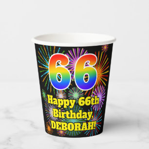 Vasos De Papel 66º cumpleaños: Patrón de fuegos artificiales dive