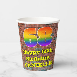 Vasos De Papel 68º cumpleaños: Arcoiris 68 inspirado en graffitis