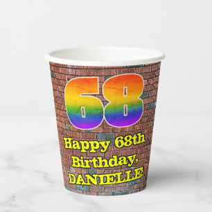 Vasos De Papel 68º cumpleaños: Arcoiris 68 inspirado en graffitis