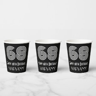 Vasos De Papel 68º cumpleaños — Aspecto inspirado en el Art Deco
