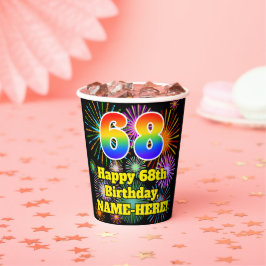 Vasos De Papel 68º cumpleaños: Patrón de fuegos artificiales dive