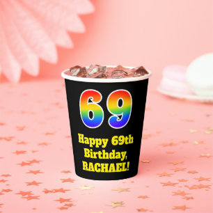 Vasos De Papel 69.º cumpleaños: Colorido, divertido, emocionant