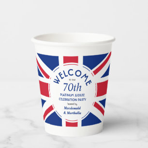 Vasos De Papel 70.ª Celebración Platinum UNION JACK