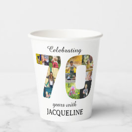 Vasos De Papel 70.ª invitación a plantilla de fotografía de cumpl