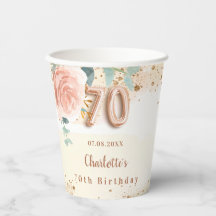 70.º rosa de cumpleaños oro florals elegante