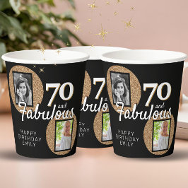 Vasos De Papel 70 y Fabulous Gold Purpurina 2 Photo 70th Birthday