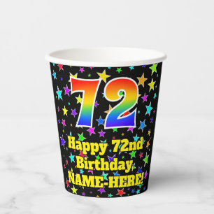 Vasos De Papel 72° cumpleaños: Patrón de estrellas divertidas y a