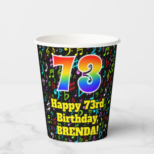 Vasos De Papel 73 Aniversario: Patrón de notas de música divertid