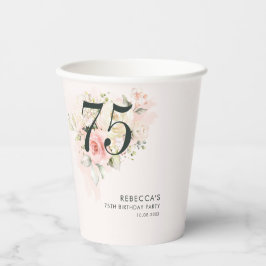 Vasos De Papel 75.ª acuarela Fiesta floral rosa