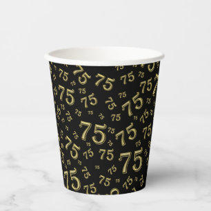 Vasos De Papel 75.º Nacimiento Patrón de números al azar Negro
