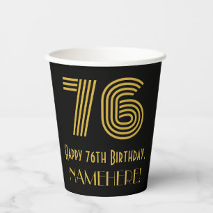 Vasos De Papel 76º cumpleaños: Aspecto inspirado en el Art Deco "