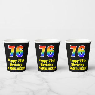 Vasos De Papel 76º cumpleaños: colorido, divertido, emocionante,