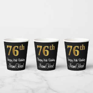 Vasos De Papel 76º Cumpleaños - Elegante Lujoso Falso Aspecto Dor