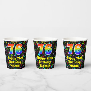 Vasos De Papel 76º cumpleaños: Patrón de notas de música divertid