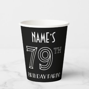 Vasos De Papel 79ª Fiesta de Cumpleaños: Estilo Art Deco + Nombre