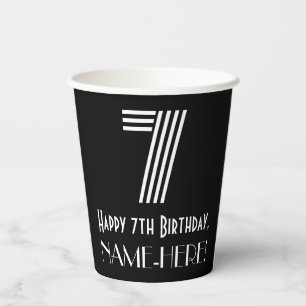 Vasos De Papel 7.º Cumpleaños — Aspecto inspirado en el Art Deco