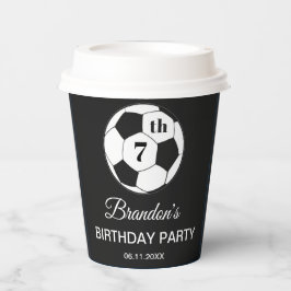 Vasos De Papel 7th Birthday Party Soccer Black Boys Sports