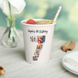 Vasos De Papel 7th Birthday Photo Collage Number 7 Paper Cups