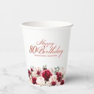 Vasos De Papel 80.º Personalizado de Peones Rosa Rojo