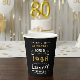 Vasos De Papel 80th Birthday 1946 Legendary Retro