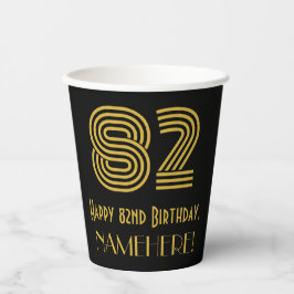 Vasos De Papel 82° cumpleaños: Aspecto inspirado en el Art Deco "