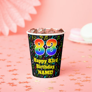 Vasos De Papel 83.º cumpleaños: Patrón de notas de música diverti