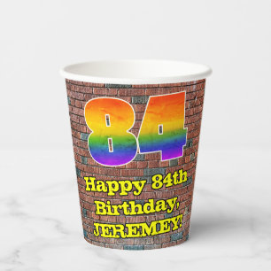 Vasos De Papel 84° cumpleaños: Arcoiris 84 inspirado en graffitis