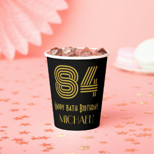 Vasos De Papel 84° cumpleaños: Aspecto inspirado en el Art Deco "
