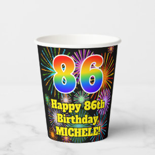 Vasos De Papel 86º cumpleaños: Patrón de fuegos artificiales dive
